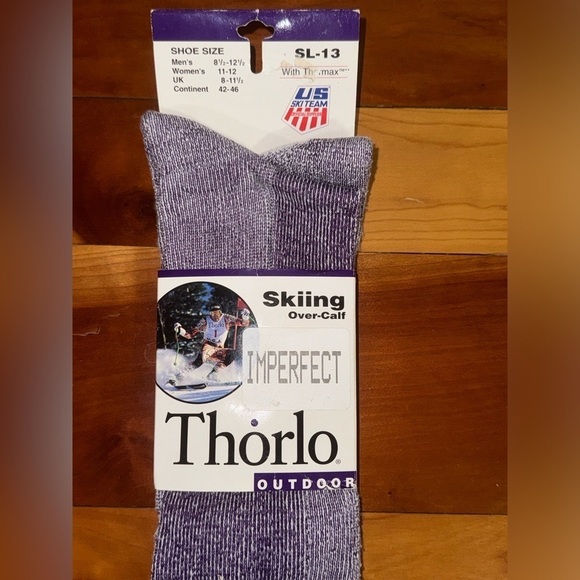 New Vintage Thorlo Outdoor Skiing Over Calf Socks SL-13 with Thermax USA NWT - Picture 2 of 3